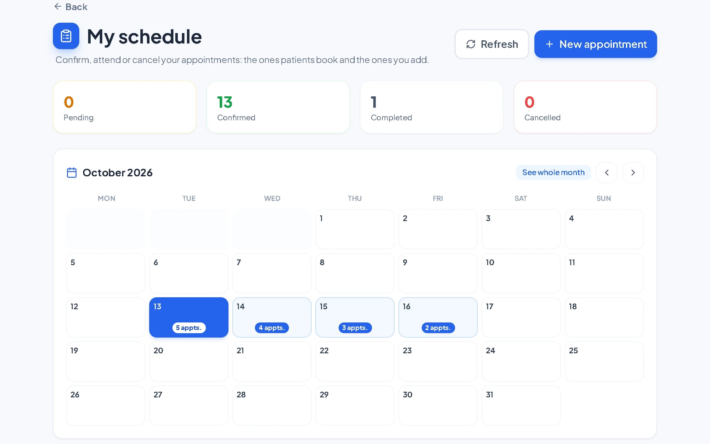Schedule and online booking