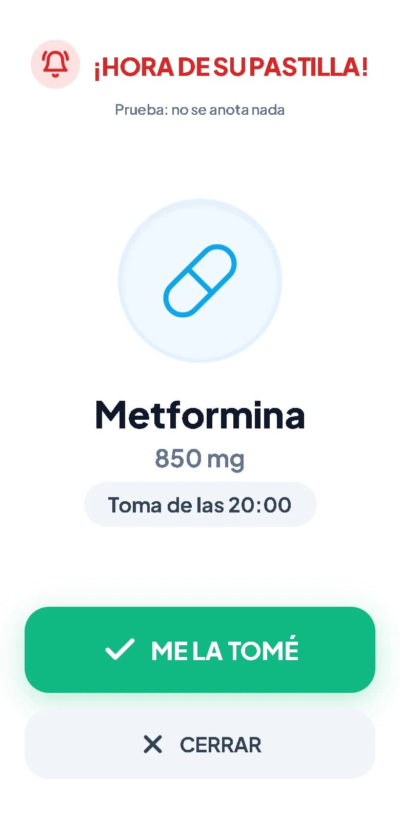 Medicación con recordatorios