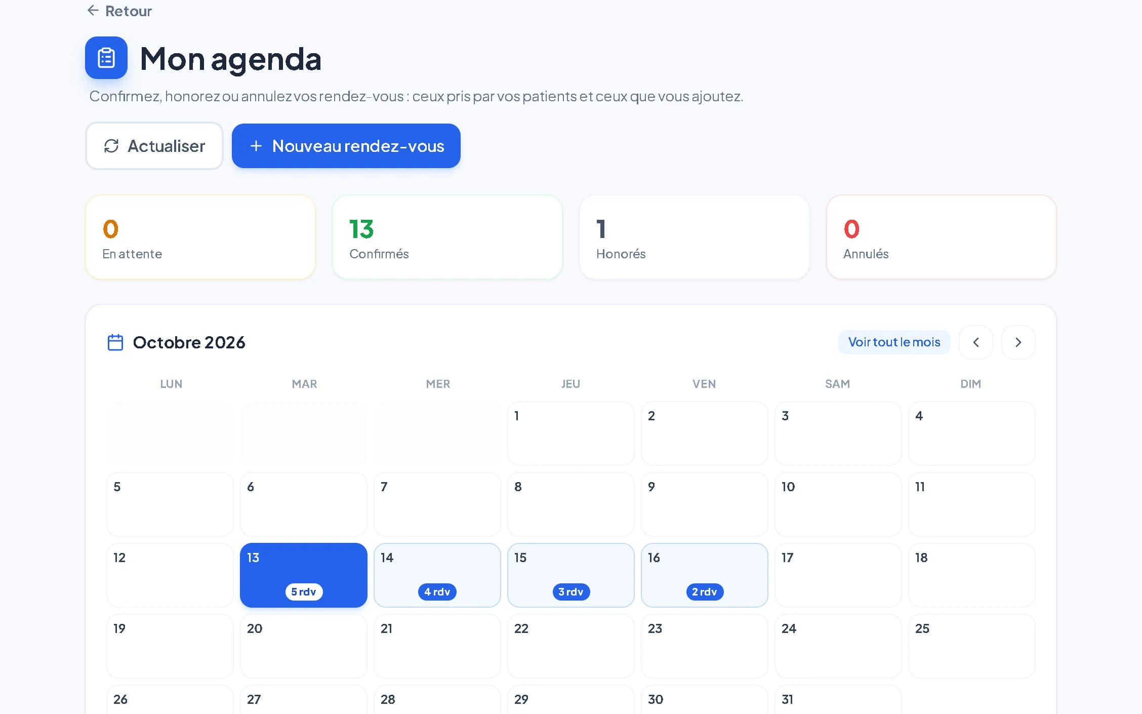 Agenda et prise de rendez-vous en ligne